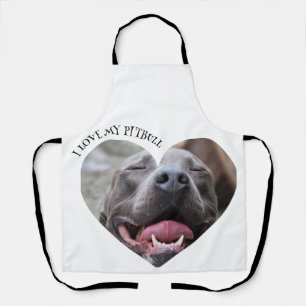 I love my pitbull dog custom photo apron