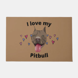 " I LOVE MY PITBULL" DOOR MAT. DOORMAT