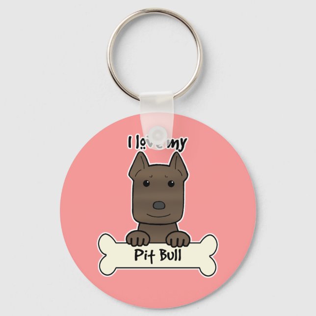 I Love My Pitbull Key Ring (Front)