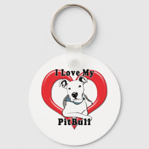 I Love My PitBull Logo Key Ring