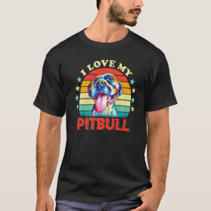 I Love My Pitbull Men Women Love Pitbull Colourful T-Shirt