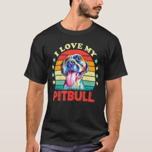I Love My Pitbull Men Women Love Pitbull Colourful T-Shirt
