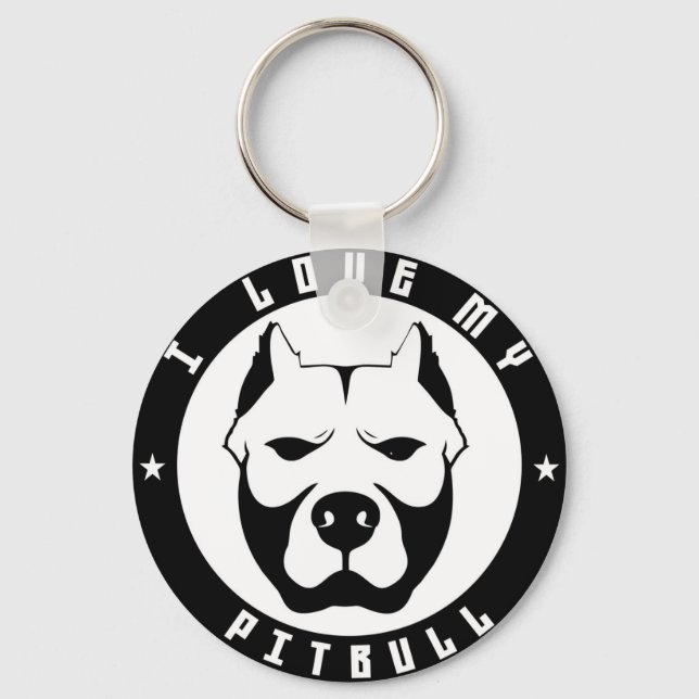 I LOVE MY PITBULL PIT BULL pet dog breed Key Ring (Front)
