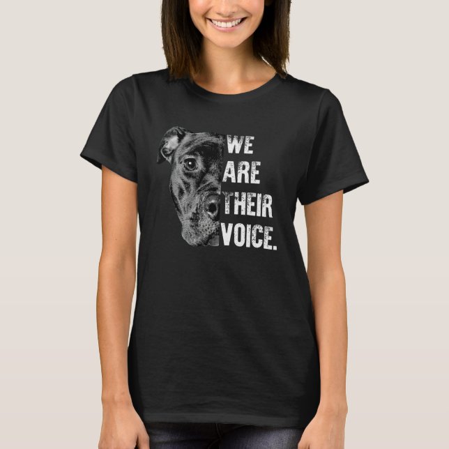 I Love My Pitbull We re Their Voice Black Pitbull T-Shirt (Front)