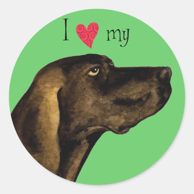 I Love my Plott Hound Classic Round Sticker (Front)