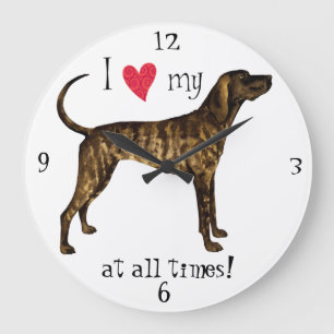 I Love my Plott Hound Large Clock