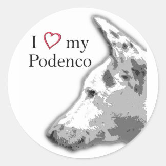i love my podenco classic round sticker