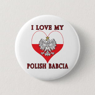I Love My Polish Babcia 6 Cm Round Badge