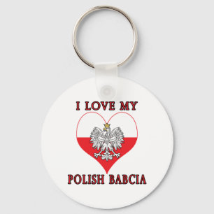 I Love My Polish Babcia Key Ring