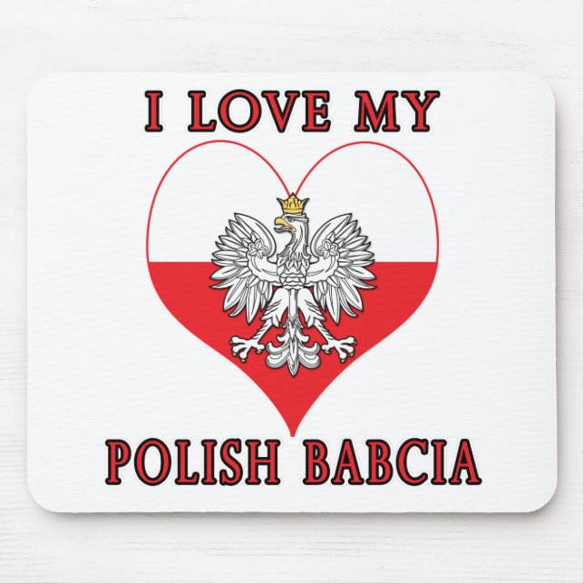 I Love My Polish Babcia Mouse Pad (Front)
