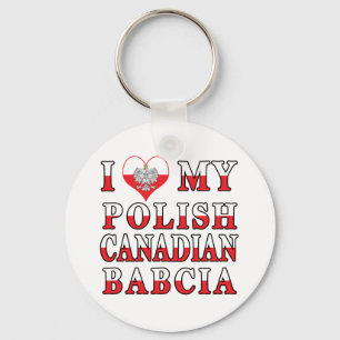 I Love My Polish Canadian Babcia Flag Key Ring