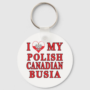 I Love My Polish Canadian Busia Key Ring