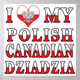 I Love My Polish Canadian Dziadzia Flag Poster