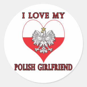 I Love My Polish Girlfriend Classic Round Sticker