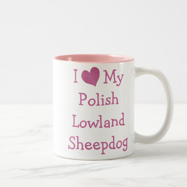 I Love My Polish Lowland Sheepdog Two-Tone Coffee Mug (Right)