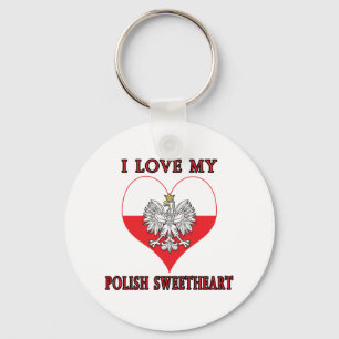 I Love My Polish Sweetheart Key Ring