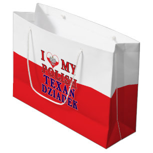 I Love My Polish Texan Dziadek Large Gift Bag