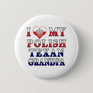 I Love My Polish Texan Grandpa 6 Cm Round Badge