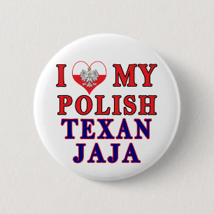 I Love My Polish Texan Jaja 6 Cm Round Badge