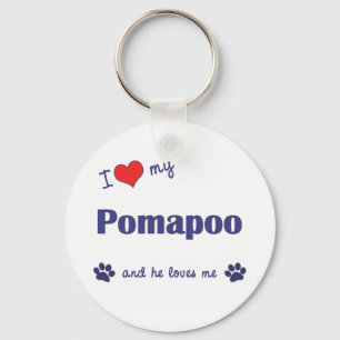 I Love My Pomapoo (Male Dog) Key Ring