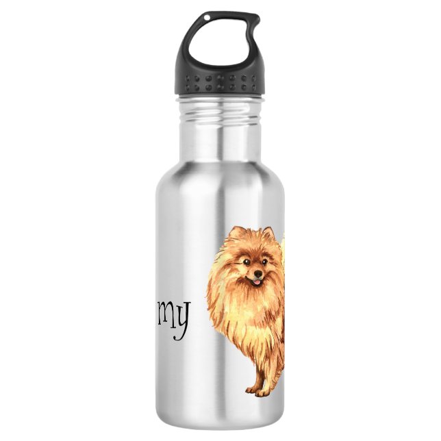 I Love my Pomeranian 532 Ml Water Bottle (Front)