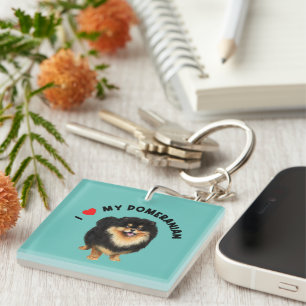 I Love My Pomeranian Cute Pomeranian Puppy Dog Art Key Ring