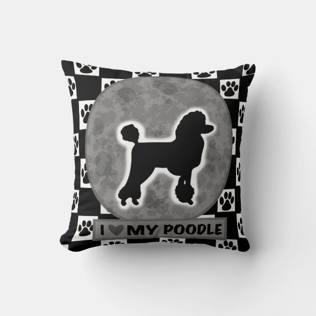 I Love My Poodle Cushion (Front)