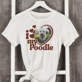 I Love My Poodle Custom Pink Heart Photo  T-Shirt