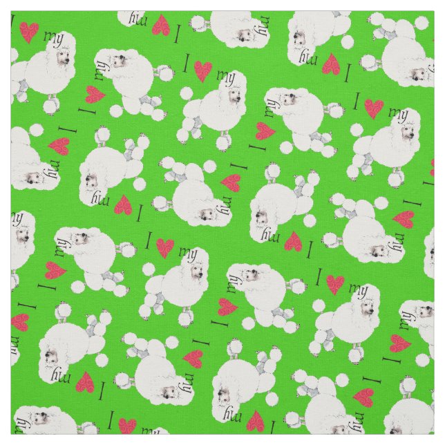 I Love my Poodle Fabric (Swatch)
