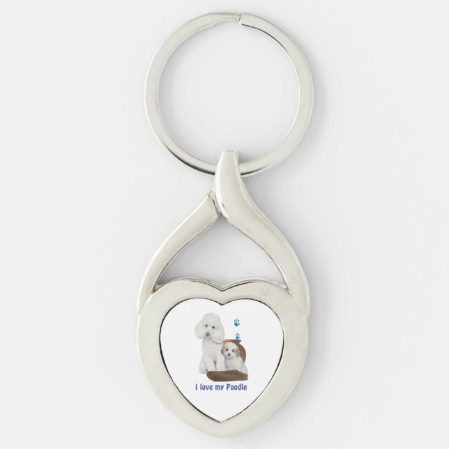 I love my poodle key ring (Front)