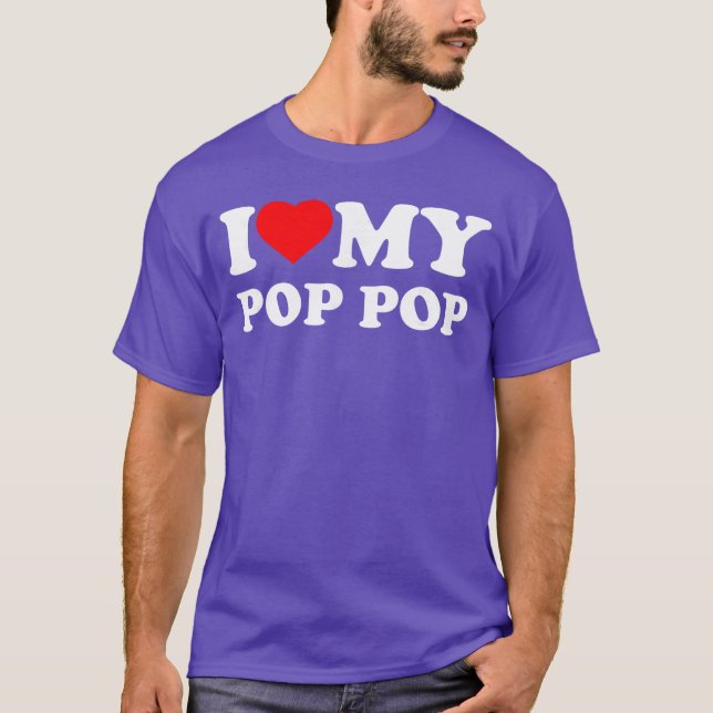 I Love My PopPop I Heart Family Grandpa PopPop vin T-Shirt (Front)