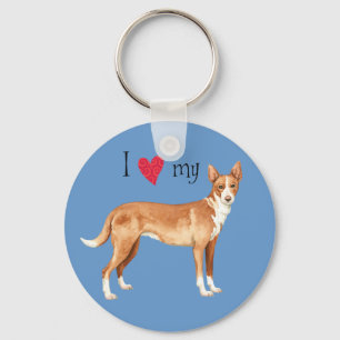 I Love my Portuguese Podengo Key Ring