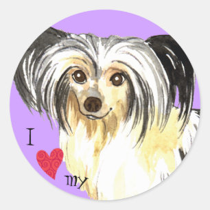 I Love my Powderpuff Classic Round Sticker