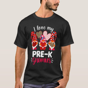 I Love My Pre k Sweeties Leopard Plaid Gnome Teach T-Shirt