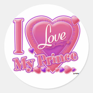 I Love My Prince pink/purple - heart Classic Round Sticker