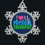 I Love My PT Snowflake Pewter Christmas Ornament<br><div class="desc">I heart my Physical Therapist. A cute physical therapy gift in pretty primary colours for your favourite physical therapist.</div>