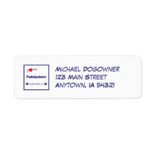 I Love My Pudelpointer (Male Dog) Return Address Label