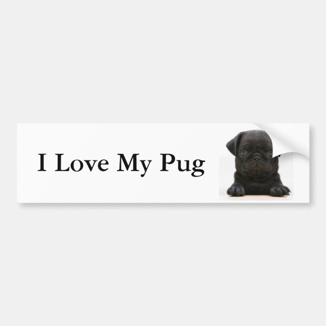I Love My Pug #2 Bumper Sticker (Front)