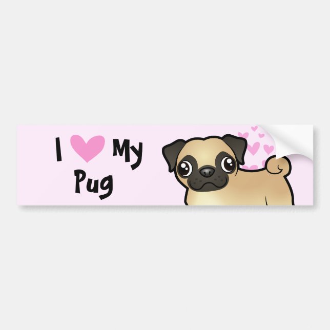 I Love My Pug Bumper Sticker (Front)