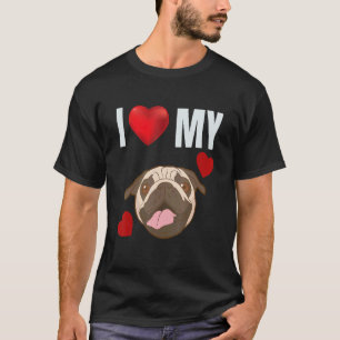 I Love My Pug Cute Adorable Pug Dutch Bulldog Dog T-Shirt