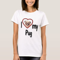 I Love My Pug - Cute Red Heart Photo Frame