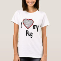 I Love My Pug - Cute Red Heart Photo Frame