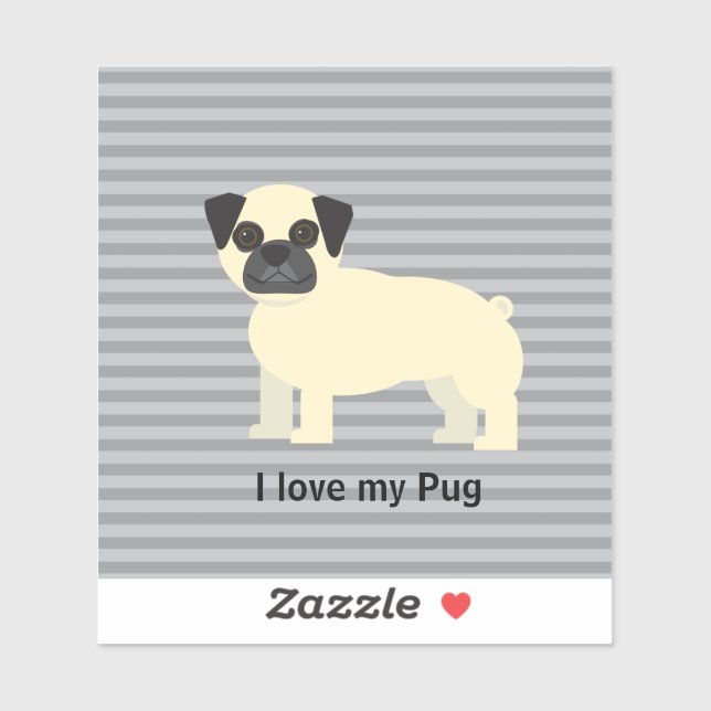 I love my Pug Gray Lined (Sheet)