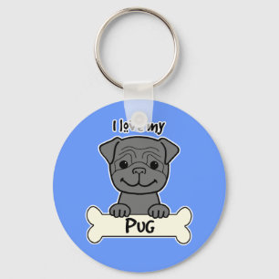 I Love My Pug Key Ring