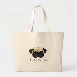 I Love my Pug Large Tote Bag