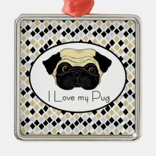 I Love my Pug Metal Tree Decoration