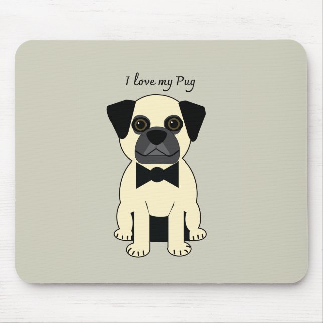 I Love My Pug Mouse Pad (Front)