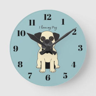I Love My Pug Round Clock