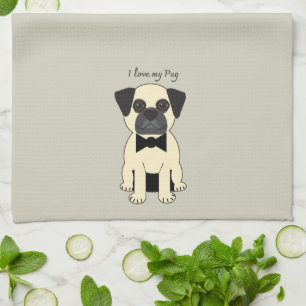 I Love My Pug Tea Towel