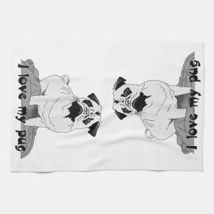 I Love My Pug Tea Towel
